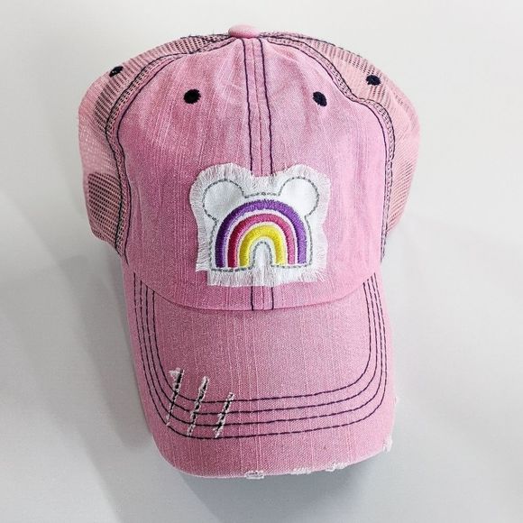 Rainbow Mouse Ears Trucker Style Baseball Hat - Picture 2 of 7